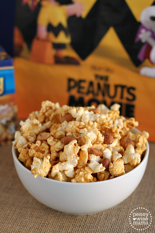 "Peanuts Popcorn" (caramel popcorn with peanuts) - inspired by the Peanuts Movie