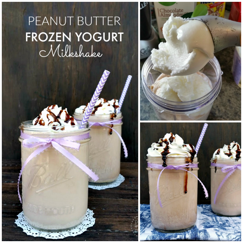 Peanut Butter Frozen Yogurt Milkshake - tastes just like a Snickers bar, but without all the extra calories!