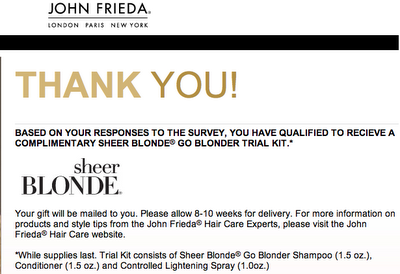 FREE John Frieda Products: Precision Foam Hair Colour, Trial Kit, or ...