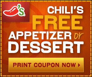 chili's free app or dessert coupon