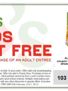 Chili's free kids meal coupon