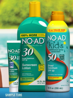 free no-ad sunscreen sample tube