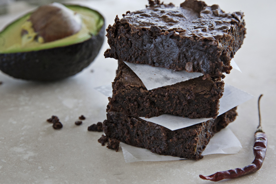 Avocado Chili Brownies Topped with Avocado Tequila Ice Cream