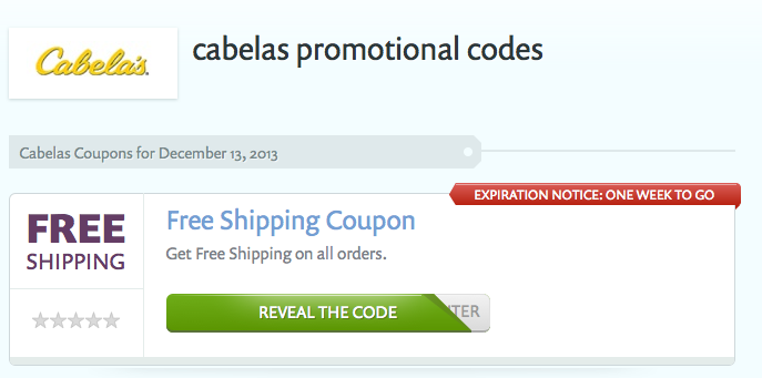 promo code for cabela's