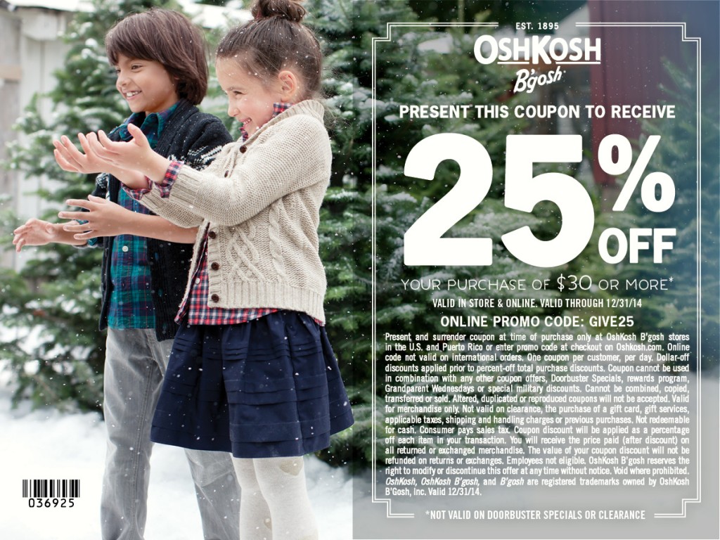 OshKosh B'gosh 25 Off Coupon GiveHappy The PennyWiseMama