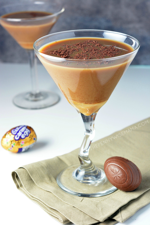 Caramel Martini - a yummy dessert drink featuring Cadbury eggs. Also a fun way to use leftover candy from Easter!