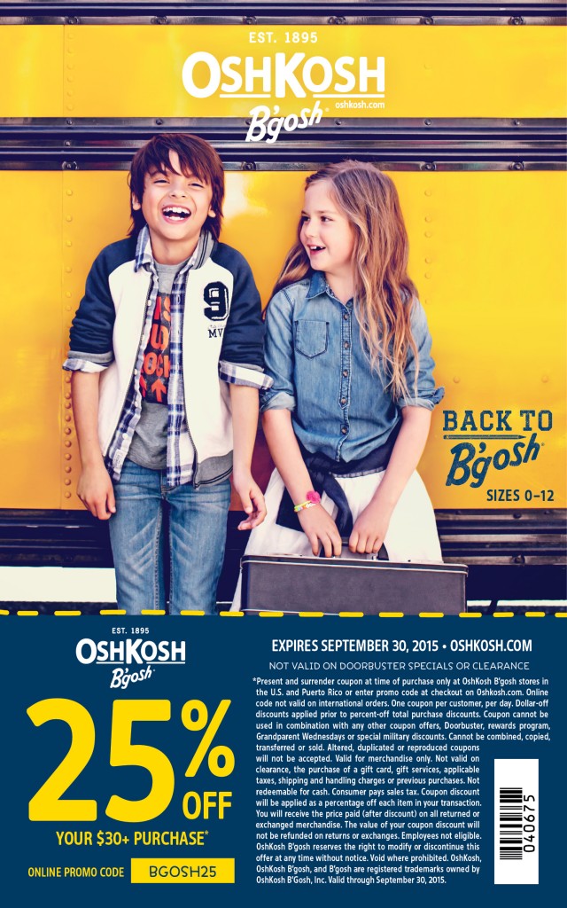 OshKosh Coupon Fall 2015