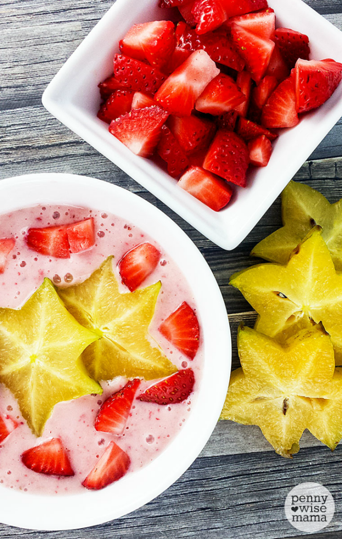 Strawberry Star Fruit Smoothie Bowl The PennyWiseMama