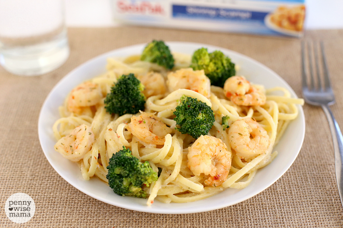 Creamy Garlic Shrimp & Broccoli Linguine