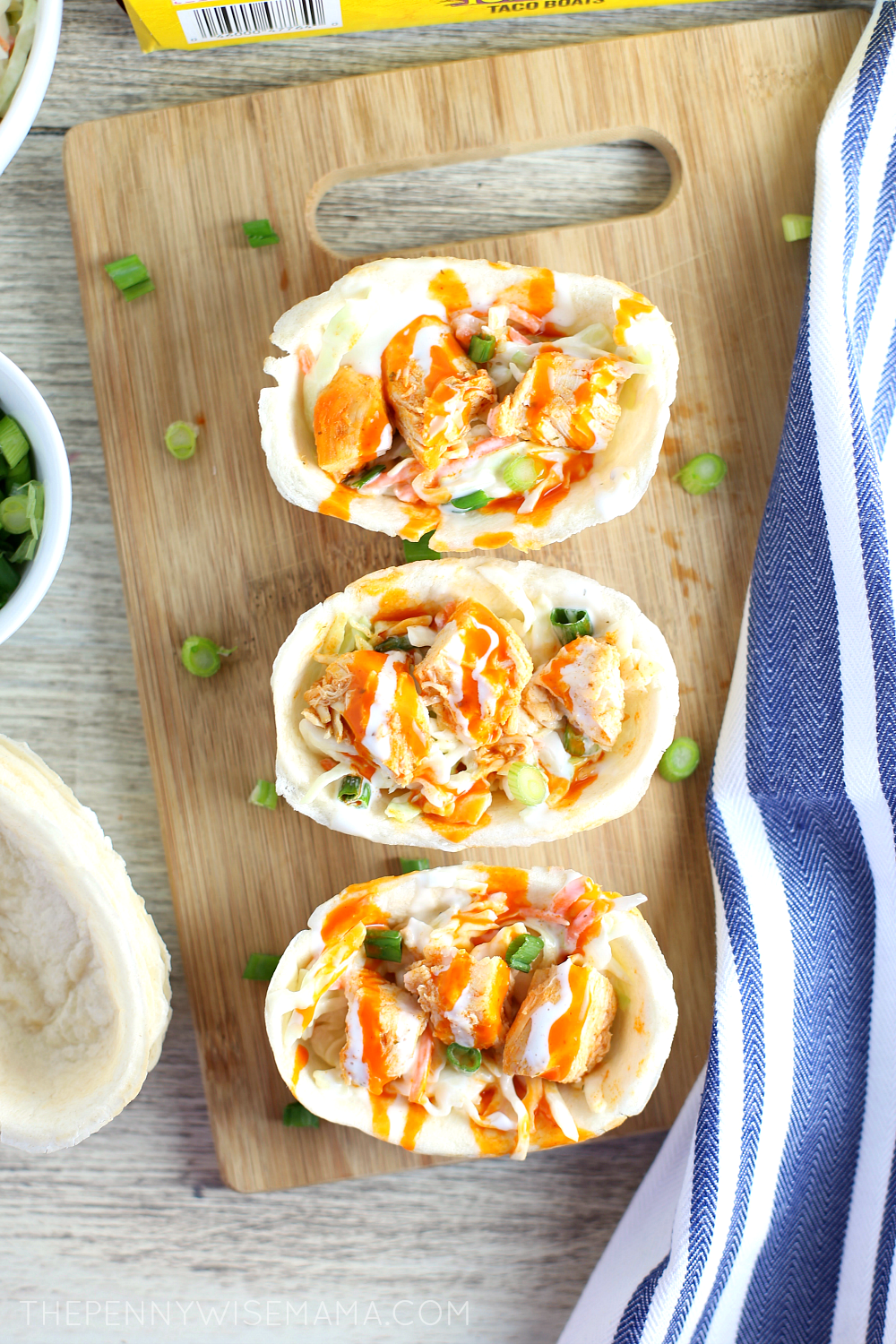 Slow Cooker Buffalo Chicken Mini Taco Boats - The PennyWiseMama