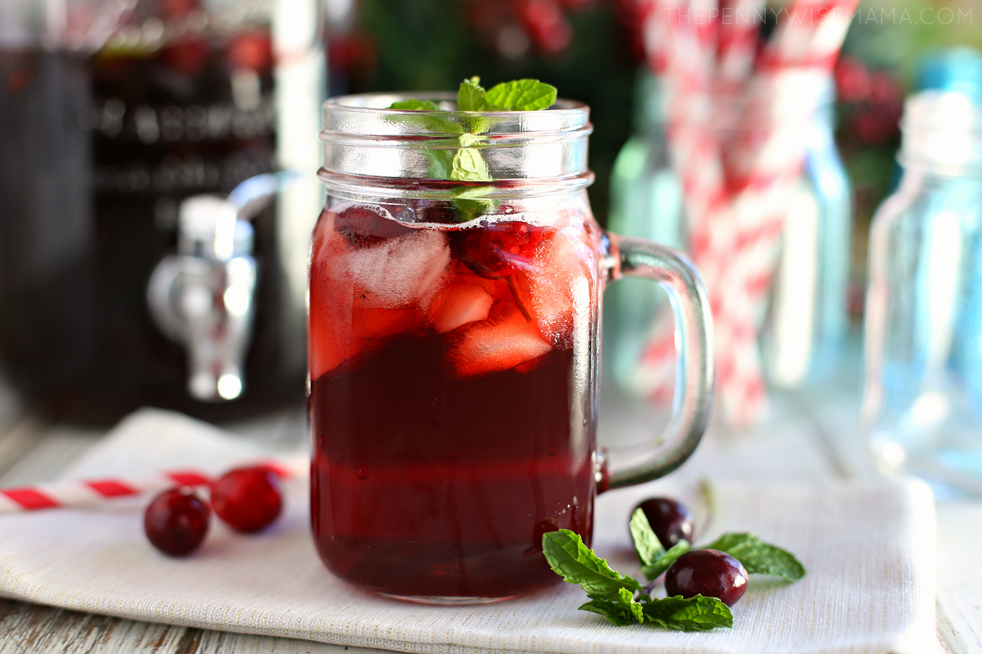 Festive Cranberry Mint Iced Tea 