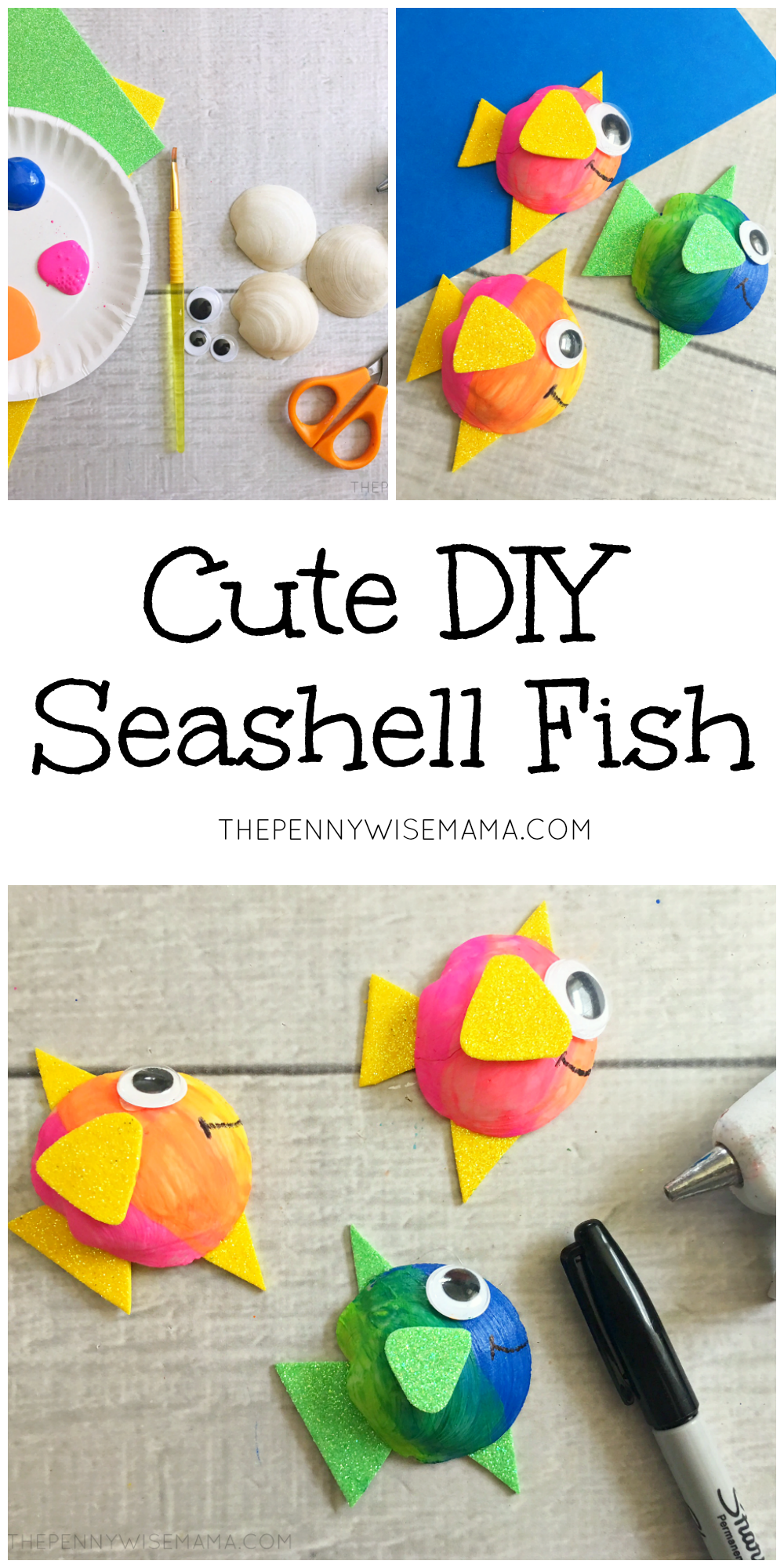 Cute Seashell Fish - simple craft that is great for kids learning about the ocean or sea animals