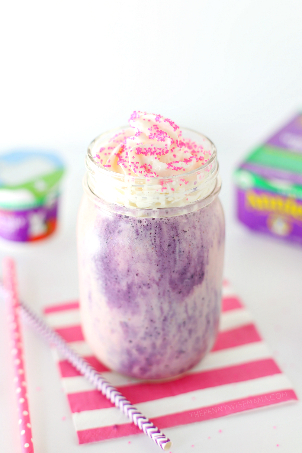 Berry Unicorn Smoothie made with organic yogurt