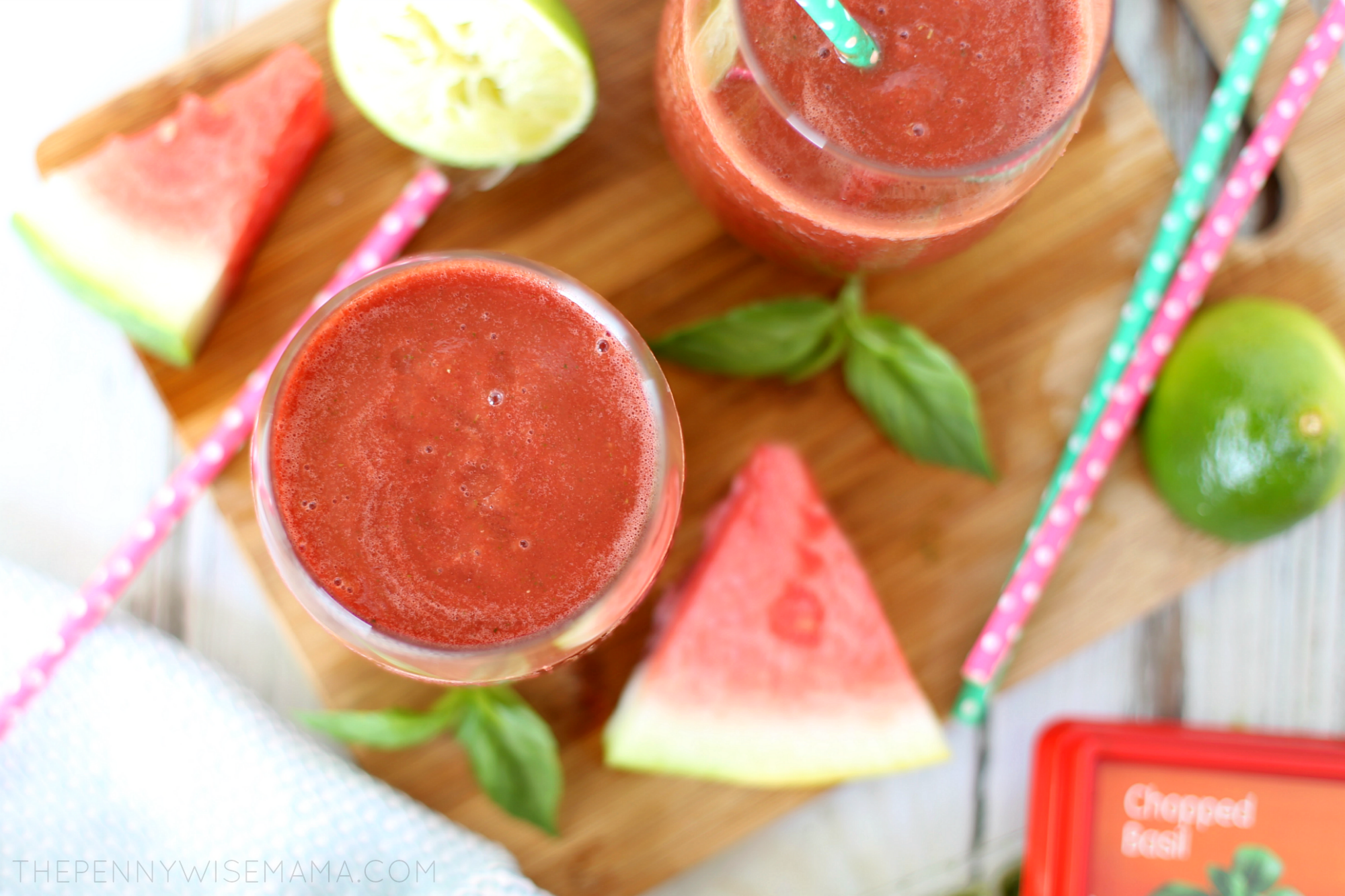 Watermelon Basil Slushie Drink - The PennyWiseMama