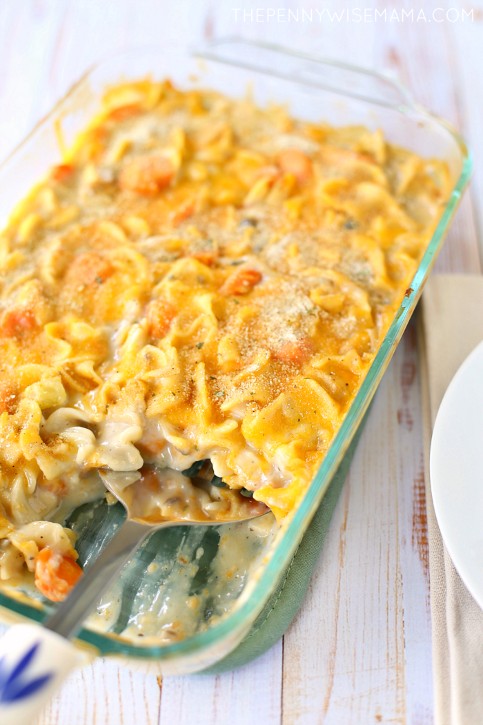 Cheesy Chicken Noodle Casserole - The PennyWiseMama