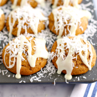 Coconut Pumpkin Muffins with White Chocolate Glaze