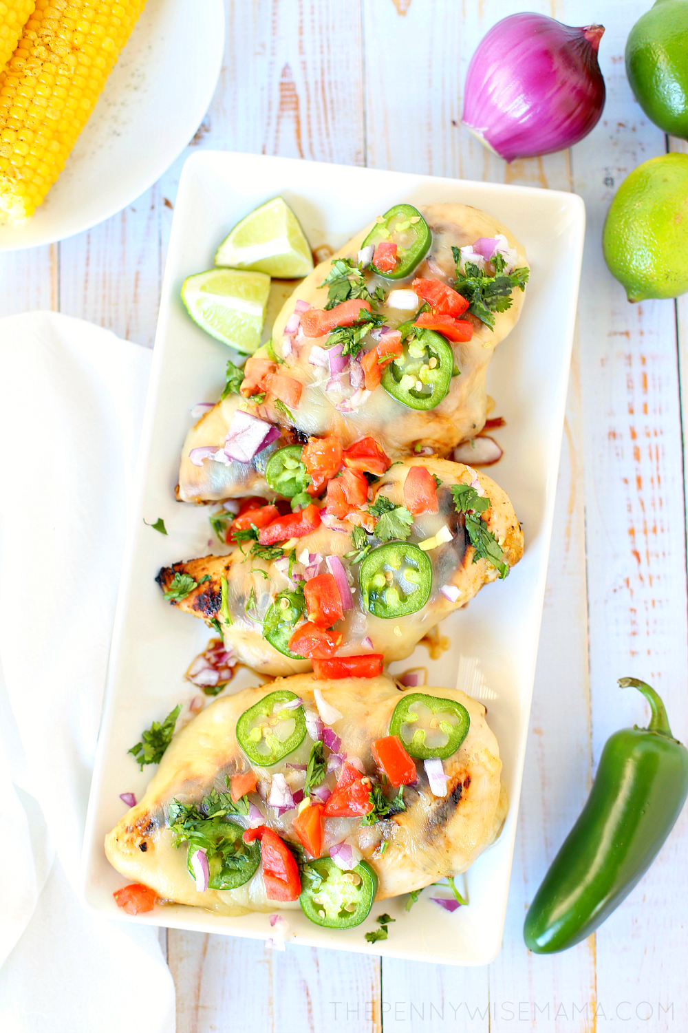 Cheesy Grilled Salsa Verde Chicken Recipe - a delicious grilled chicken recipe