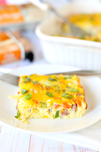 Easy Low-Carb Sausage Egg & Cheese Casserole - The PennyWiseMama