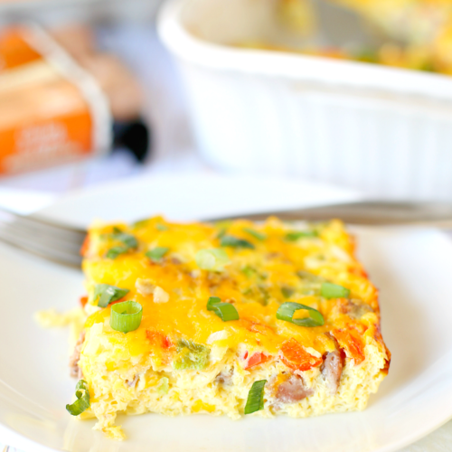 Easy Low-Carb Sausage Egg & Cheese Casserole - The PennyWiseMama