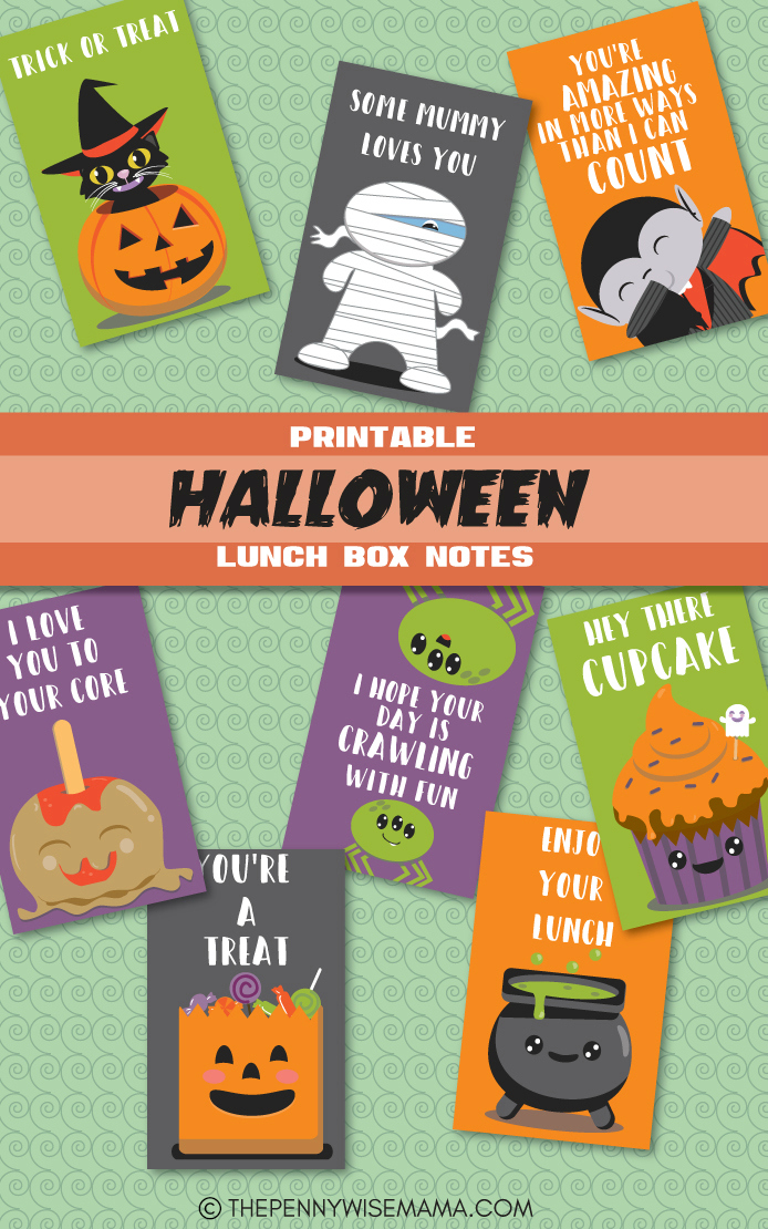 free printable halloween lunch box notes