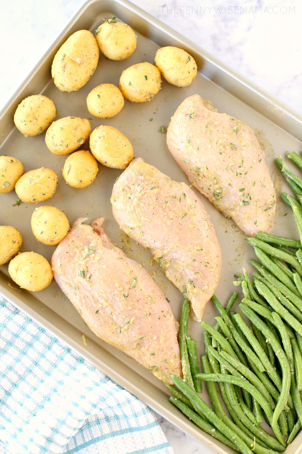 Sheet Pan Lemon Garlic Herb Chicken, Roasted Potatoes and Green Beans