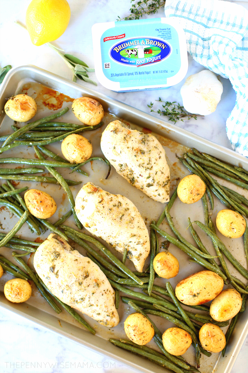 Lemon Garlic Herb Sheet Pan Chicken - Buttery & Full of Flavor with Less Fat and Calories