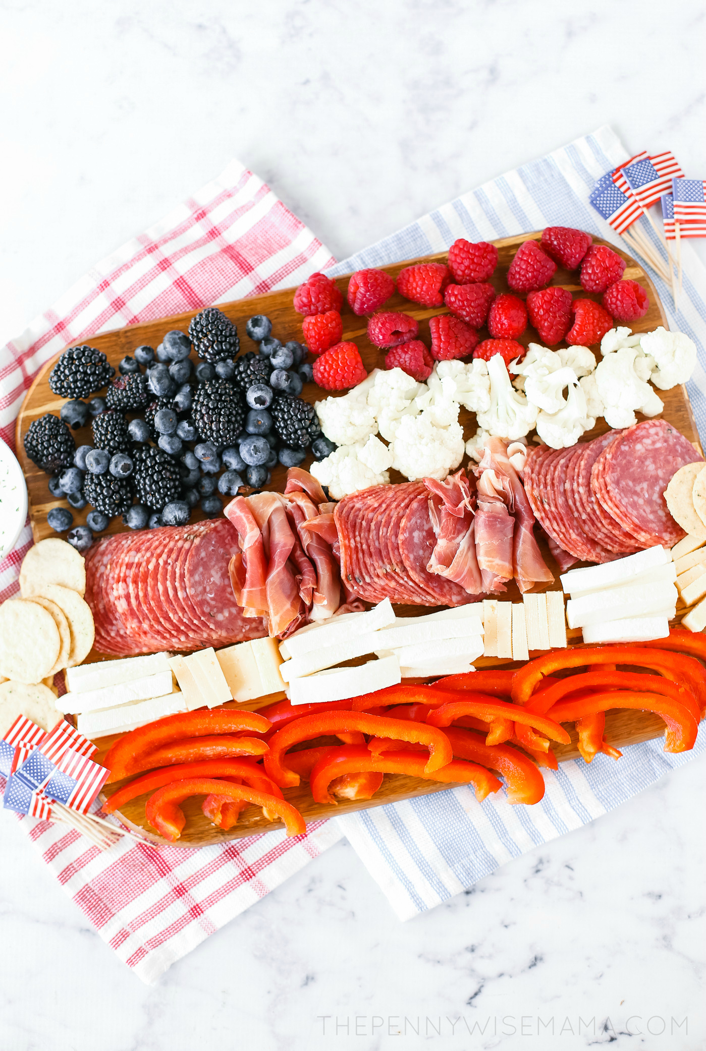 Patriotic Charcuterie Board - An American Flag Meat and Cheese Board